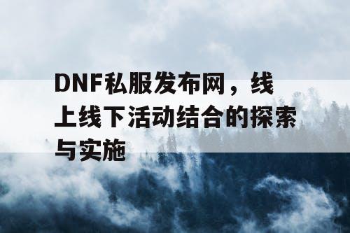 DNF私服发布网	，线上线下活动结合的探索与实施