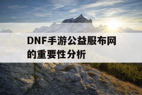 DNF手游公益服布网的重要性分析