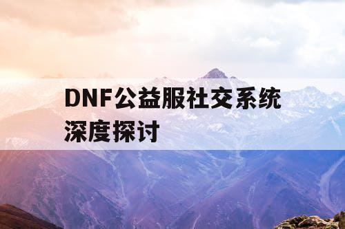 DNF公益服社交系统深度探讨