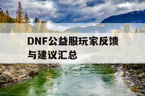 DNF公益服玩家反馈与建议汇总