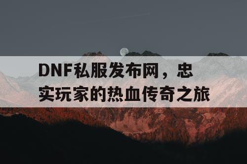 DNF私服发布网，忠实玩家的热血传奇之旅