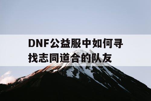 DNF公益服中如何寻找志同道合的队友