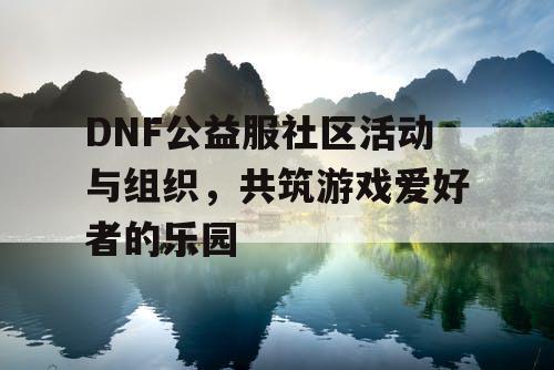 DNF公益服社区活动与组织，共筑游戏爱好者的乐园