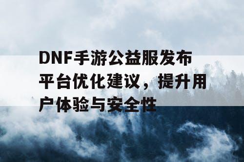 DNF手游公益服发布平台优化建议，提升用户体验与安全性