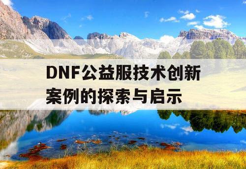 DNF公益服技术创新案例的探索与启示