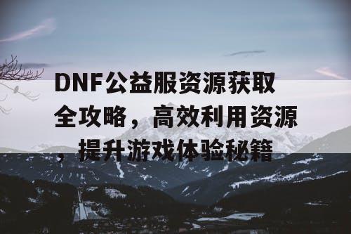 DNF公益服资源获取全攻略，高效利用资源，提升游戏体验秘籍