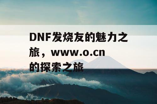 DNF发烧友的魅力之旅	，www.o.cn的探索之旅