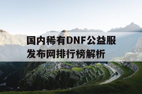 国内稀有DNF公益服发布网排行榜解析