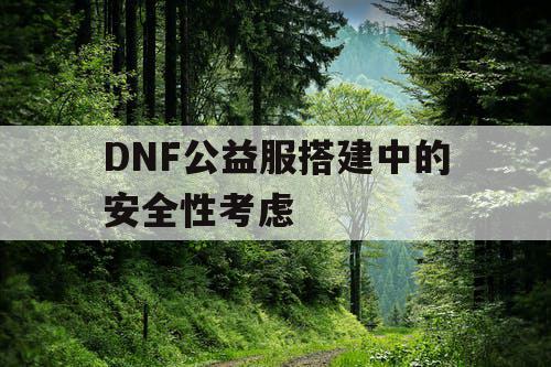 DNF公益服搭建中的安全性考虑