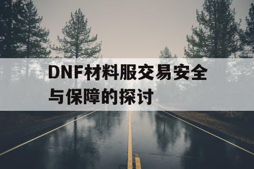 DNF材料服交易安全与保障的探讨