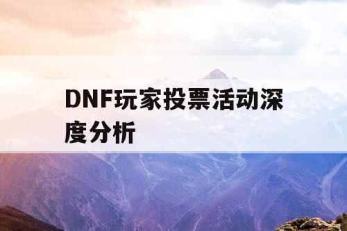 DNF玩家投票活动深度分析