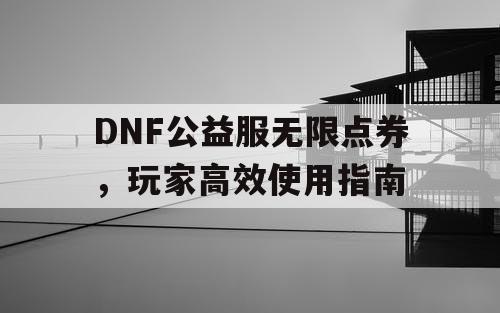 DNF公益服无限点券，玩家高效使用指南