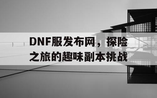 DNF服发布网，探险之旅的趣味副本挑战