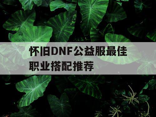 怀旧DNF公益服最佳职业搭配推荐