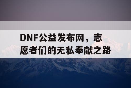 DNF公益发布网，志愿者们的无私奉献之路