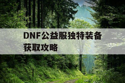 DNF公益服独特装备获取攻略