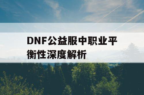 DNF公益服中职业平衡性深度解析