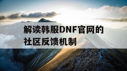 解读韩服DNF官网的社区反馈机制