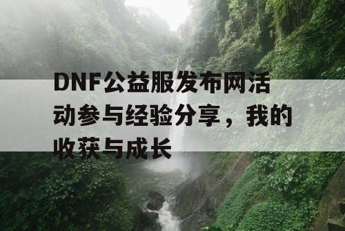 DNF公益服发布网活动参与经验分享	，我的收获与成长