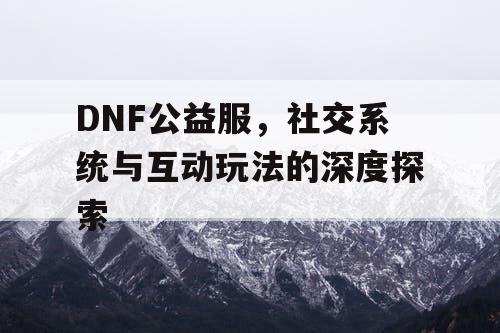 DNF公益服	，社交系统与互动玩法的深度探索