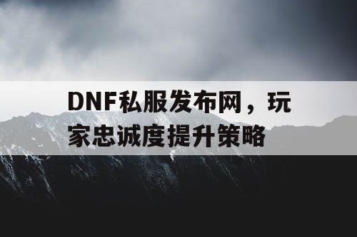 DNF私服发布网，玩家忠诚度提升策略