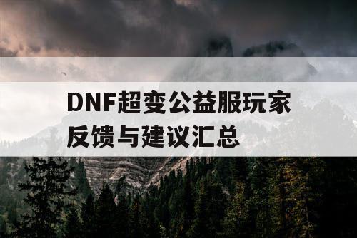 DNF超变公益服玩家反馈与建议汇总