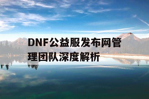 DNF公益服发布网管理团队深度解析