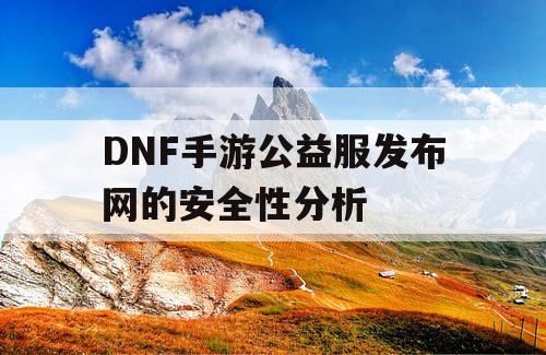 DNF手游公益服发布网的安全性分析