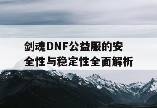 剑魂DNF公益服的安全性与稳定性全面解析