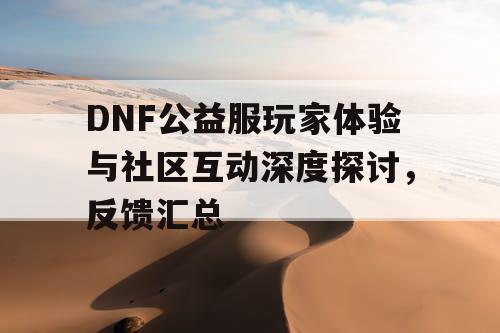 DNF公益服玩家体验与社区互动深度探讨，反馈汇总