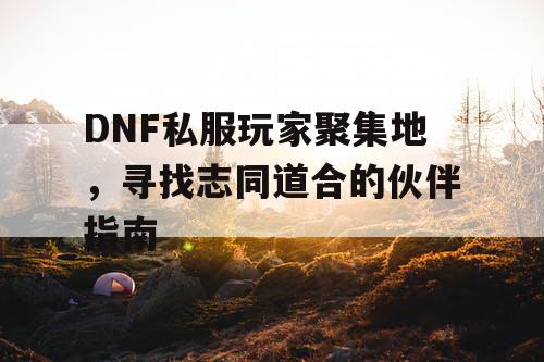 DNF私服玩家聚集地，寻找志同道合的伙伴指南