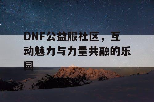 DNF公益服社区，互动魅力与力量共融的乐园