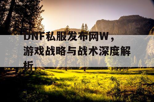 DNF私服发布网W，游戏战略与战术深度解析