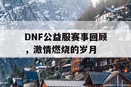 DNF公益服赛事回顾，激情燃烧的岁月