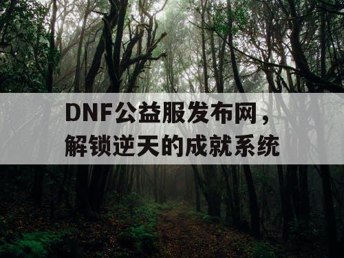 DNF公益服发布网，解锁逆天的成就系统