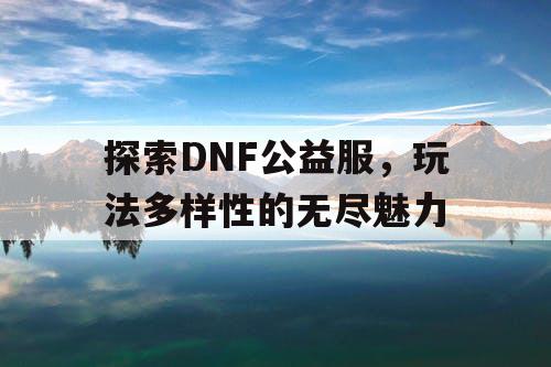 探索DNF公益服，玩法多样性的无尽魅力