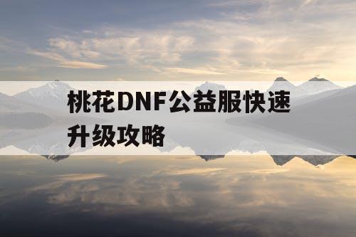 桃花DNF公益服快速升级攻略