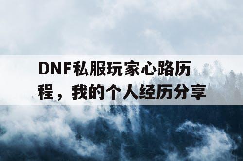 DNF私服玩家心路历程	，我的个人经历分享