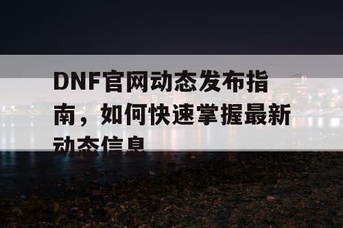 DNF官网动态发布指南，如何快速掌握最新动态信息