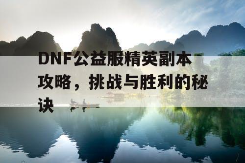 DNF公益服精英副本攻略，挑战与胜利的秘诀