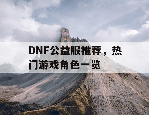 DNF公益服推荐	，热门游戏角色一览