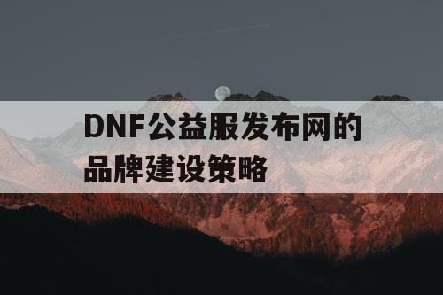 DNF公益服发布网的品牌建设策略