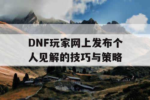 DNF玩家网上发布个人见解的技巧与策略