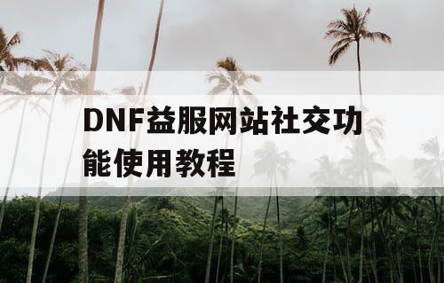 DNF益服网站社交功能使用教程