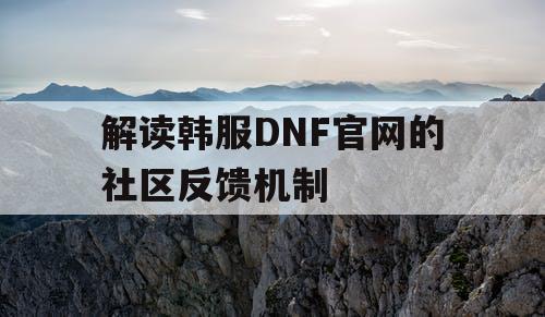 解读韩服DNF官网的社区反馈机制