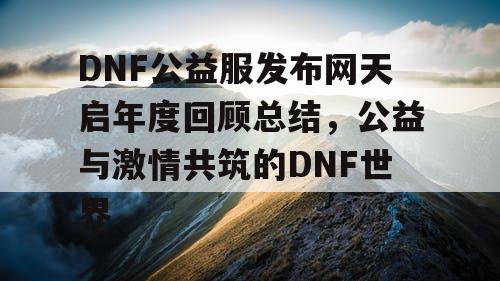 DNF公益服发布网天启年度回顾总结	，公益与激情共筑的DNF世界