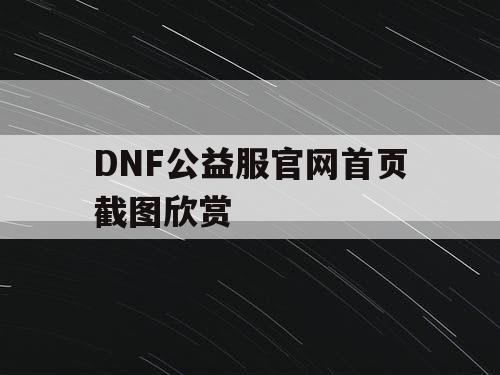 DNF公益服官网首页截图欣赏