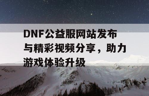 DNF公益服网站发布与精彩视频分享，助力游戏体验升级