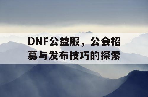 DNF公益服	，公会招募与发布技巧的探索