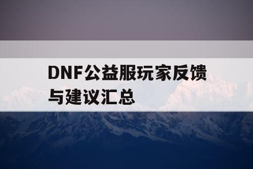 DNF公益服玩家反馈与建议汇总